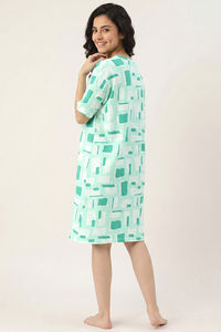 Zivame 2 Mile Fashion Knit Cotton Loungewear Dress - Brook Green — thumbnail 4